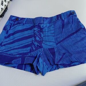 J. Crew High Waist Blue Patterned Shorts